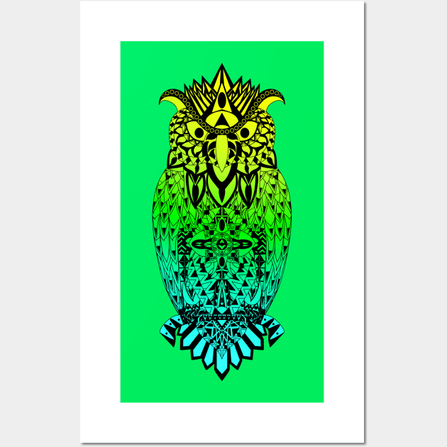 mexican owl in wise pattern ecopop Wall Art by jorge_lebeau